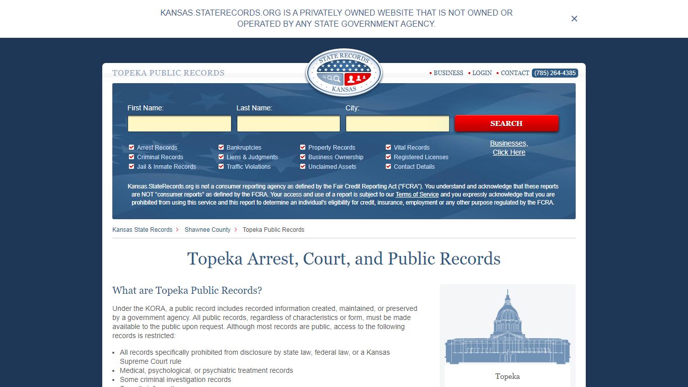 Topeka Arrest and Public Records | Kansas.StateRecords.org